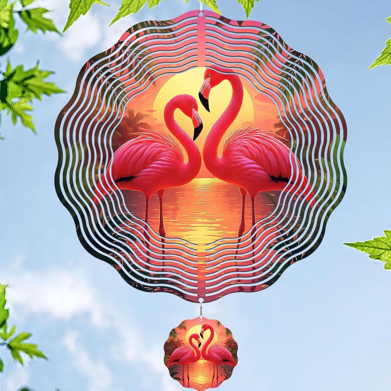 INCOK Flamingo Wind Spinners Outdoor - Flamingo Gifts for Women, Metal Wind Chime for Outside, 12 Inches Wind Sculptures with Tail Spinner for Indoors Room Garden Patio Yard Porch Backyard - Image 1